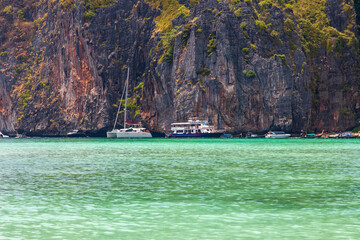 The legendary Maya Bay beach without people where the film 