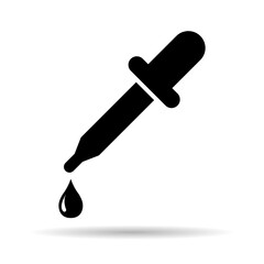 Dropper liquid shadow icon, medicine health tool web symbol, test fluid design vector illustration