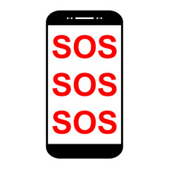 SOS help icon, safety support alert flat design, save vector illustration