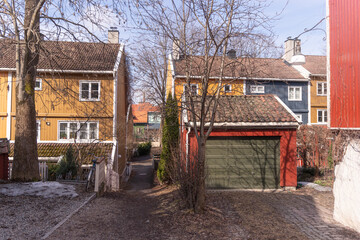 Old colorful wooden houses magical atmosphere