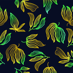 Exotic Seamless Floral Pattern with Colorful Gradient Style. Flower Motif. Suitable for Wallpaper, Wrapping Paper, Background, Fabric, Textile, Apparel, and Card Design
