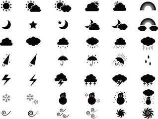 天気のシルエットアイコンセット