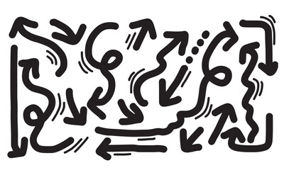 hand drawn arrows isolated on white background. Vector illustration.