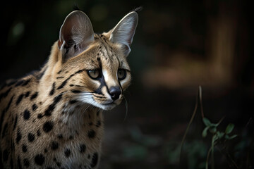 Obraz premium Serval, also known as Tierboskat or Leptailurus serval, is a wild cat that exists in Africa