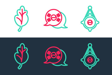 Set line Korean lantern, Kimchi and South flag icon. Vector