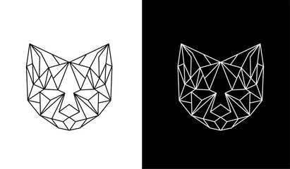 graphic vector illustration of design Polygon to a geometric cat in line art style © Ardi