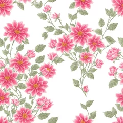 Tuinposter Flowers seamless pattern. Created by a stable diffusion neural network. © homeworlds