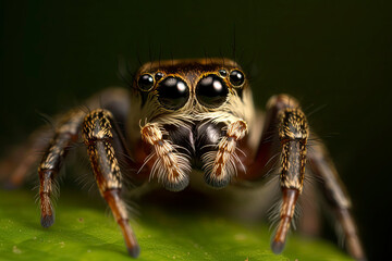 Spider portrait, jumping spider portrait - Pellenes tripunctatus