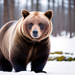  Brown bear in the forest. Generative AI