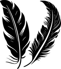 Feathers - Black and White Isolated Icon - Vector illustration