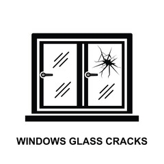 Windows glass crack icon. Broken glass with cracks isolated on background vector illustration.