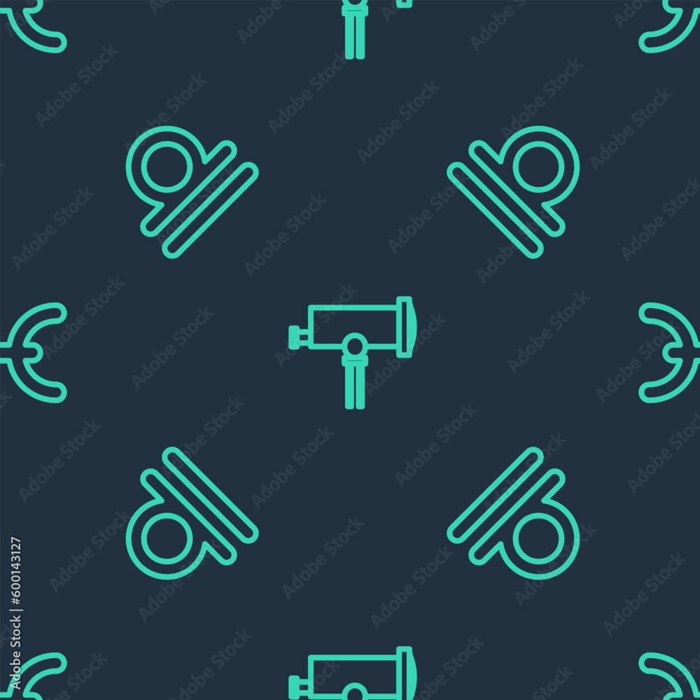 Wall mural set line telescope, libra zodiac and pisces on seamless pattern. vector