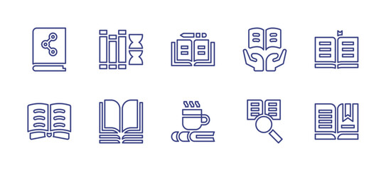 Fototapeta na wymiar Literature line icon set. Editable stroke. Vector illustration. Containing book, science, writting, literacy, read, learning, reading, search.