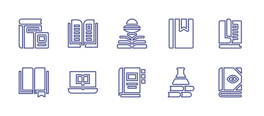 Literature line icon set. Editable stroke. Vector illustration. Containing literature, book, ebook, books.