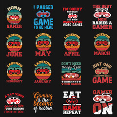 gaming  t shirt design  bundle