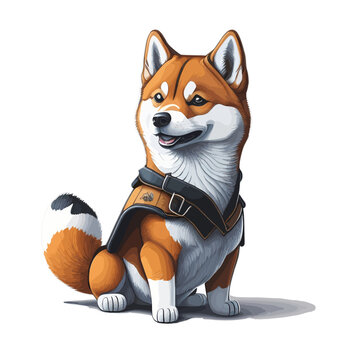 Shiba Inu Dog, With a Coat, Vector Image