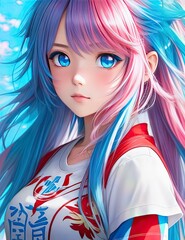 Fototapeta premium The most cutest Waifu | Cute Anime Girl | Gorgeous anime girl portrait | Generated by ai Generative