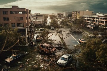 Fototapeta na wymiar City after Hurricane