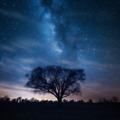 Fototapeta na wymiar space milky star universe tree landscape silhouette nature sky night way. Generative AI.