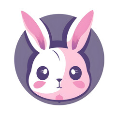 Cute Pink Rabbit Cartoon, Perfect for logos, clothing, and stickers, this design features a friendly pink rabbit