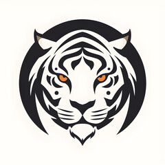 Fierce Tiger Vector Sticker, This image sticker features a powerful tiger with a fierce expression, It's great for use as a logo, on clothing, or as a print sticker.
