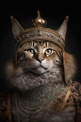 fancy cats dressed up in Victorian style clothing. Created using ai generative.