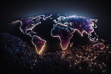 World population day. To draw attention to population issues, joint development programs, and the search for solutions to common problems. Population, crowd, globe, countries. Generative AI