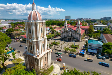 Iloilo City, Philippines - Aerial of Jaro Metropolitan Cathedral, and its famous belfry. Also known...