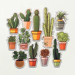 Rideaux velours Cactus en pot Stickers 