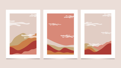 Hand drawn abstract landscape covers collection
