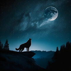 wolf howling at the moon