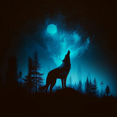 wolf howling at the moon