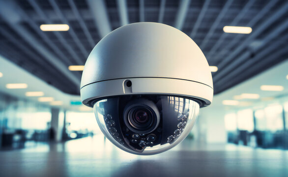 cctv dome surveillance security camera in modern office building