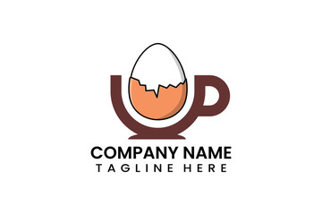 Flat coffee cup egg boiled logo icon template vector design illustration