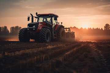 Fototapeta premium Combine harvester harvests ripe wheat field. Agricalture concept. AI Generation. Generative AI