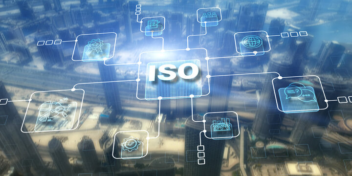 Quality Standards ISO Business Technology Concept On City Background