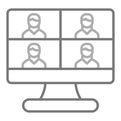 Video Conference Greyscale Line Icon