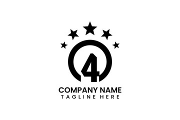 Flat number four winner achievement label logo template vector design illustration