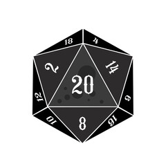 Natural 20, D20 dice, rpg dice, rpg game, vector illustration