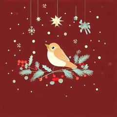 A Christmas card featuring a bird