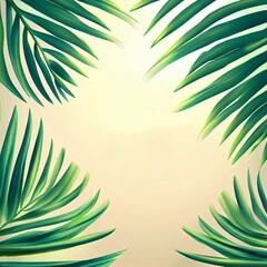 Fototapeta na wymiar A poster featuring a tropical palm leaf that is suitable for summer