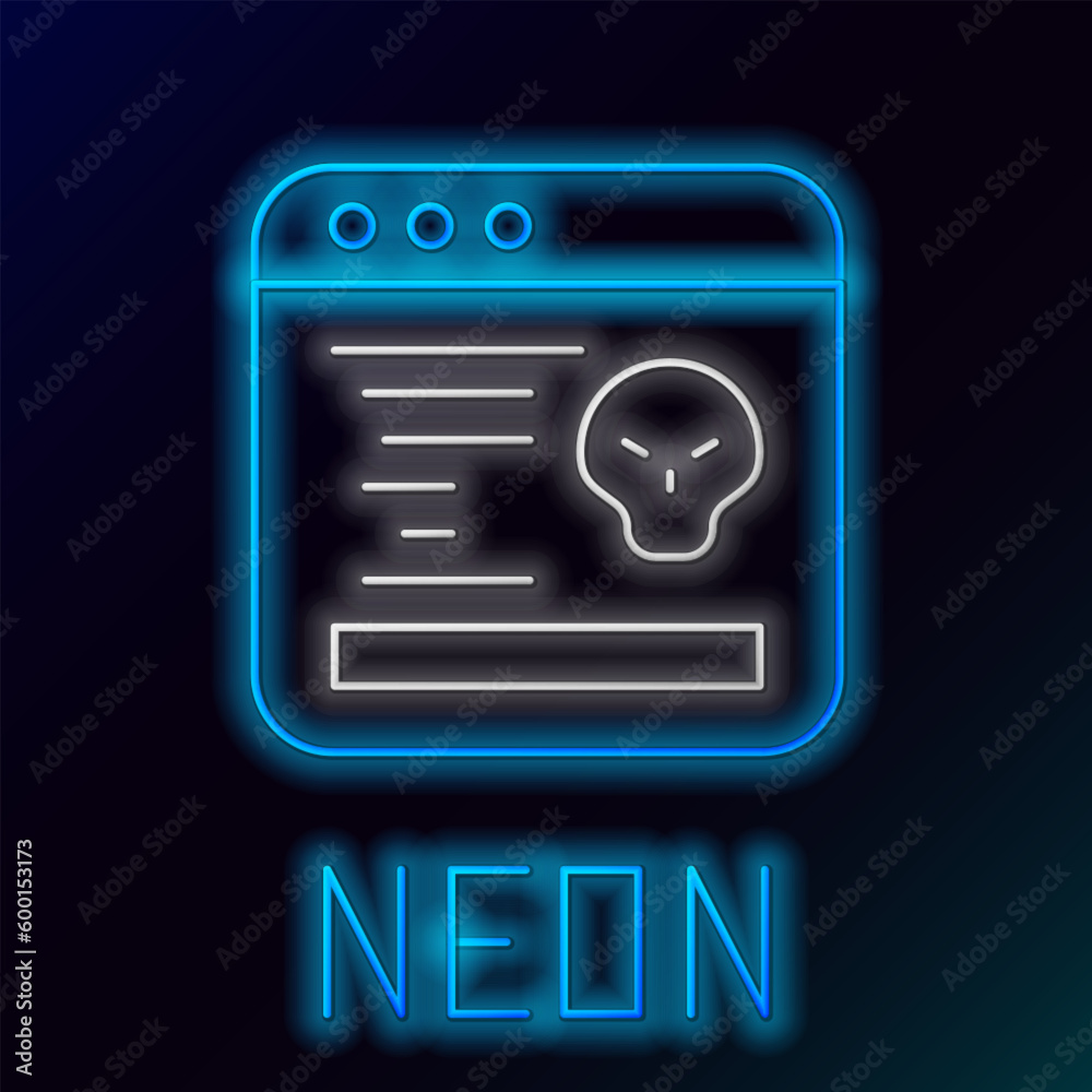 Poster glowing neon line system bug concept icon isolated on black background. code bug concept. bug in the