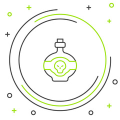 Line Poison in bottle icon isolated on white background. Bottle of poison or poisonous chemical toxin. Colorful outline concept. Vector