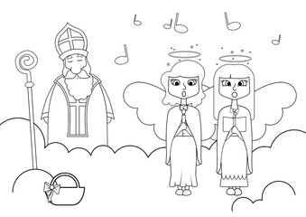 children's coloring books - devil, angel and Santa Claus
