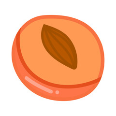 Single hand drawn peach. Vector illustration clip art. Cute element for greeting cards, posters, stickers and seasonal design. Isolated on white background.