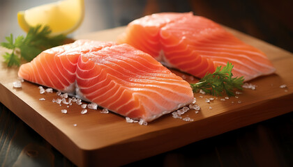 Dive into the deliciousness of our fresh raw salmon steak - a mouth-watering treat for seafood lovers everywhere!