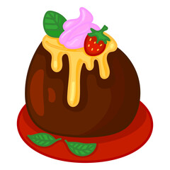 Single hand drawn cake. Vector illustration clip art. Cute element for greeting cards, posters, stickers and seasonal design. Isolated on white background.