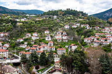 Fototapeta na wymiar Goynuk District of Bolu, Turkey. Beautiful Goynuk view with historical houses.