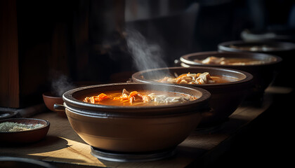 Warm up your body and soul with a bowl of Samgye-tang - a Korean ginseng chicken soup that's packed with nourishing ingredients. This traditional soup is made with a whole young chicken stuffed
