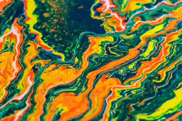 abstract background of the oil paint on a water surface in rainbow colors